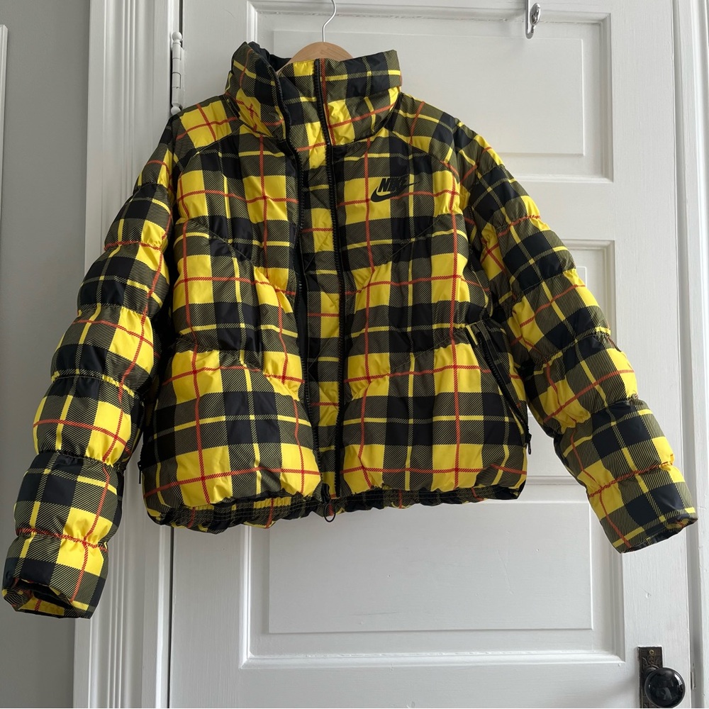 Nike Yellow Plaid Puffer Jacket